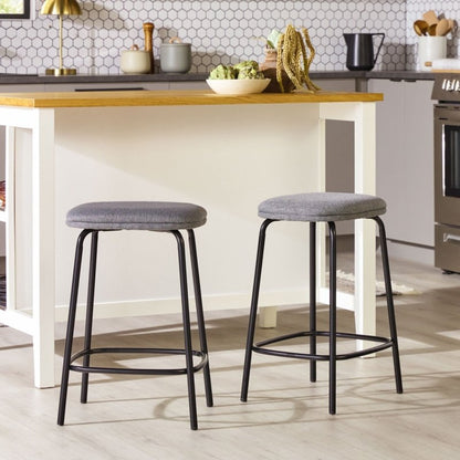 Roan Counter Stool with Upholstered Seat, Set of 2 - FCHF CITY