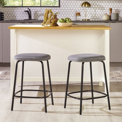 Roan Counter Stool with Upholstered Seat, Set of 2 - FCHF CITY