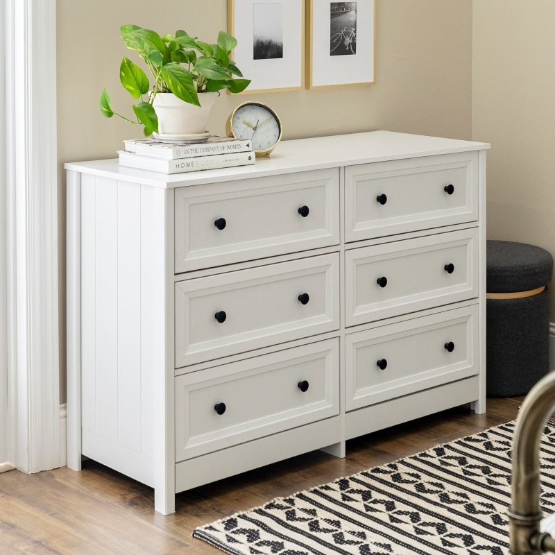 Walker Edison Groove Side 6-Drawer Dresser - White Walker Edison Groove Side 6-Drawer Dresser - White