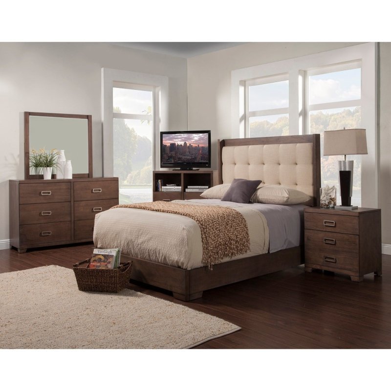 Savannah Queen Bed, Pecan - FCHF CITY