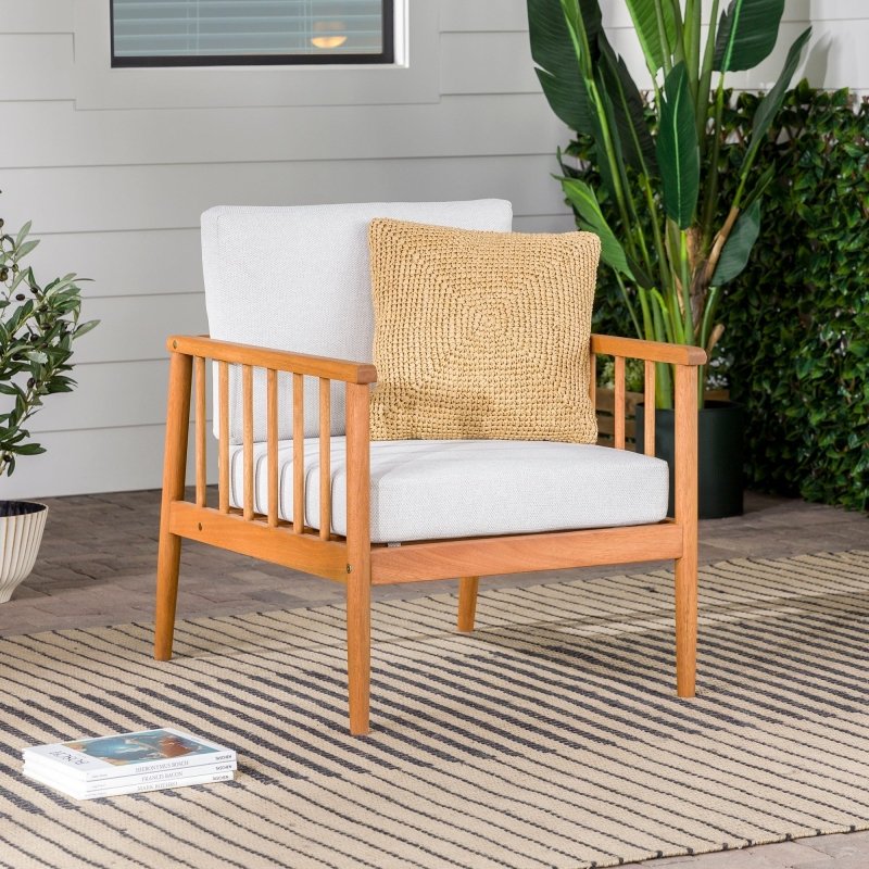 Sedona Modern Wood Spindle Patio Lounge Chair - FCHF CITY