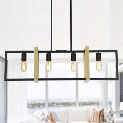 Seppo 4 - Light Matt Black and Golden Kitchen Island Pendant - FCHF CITY