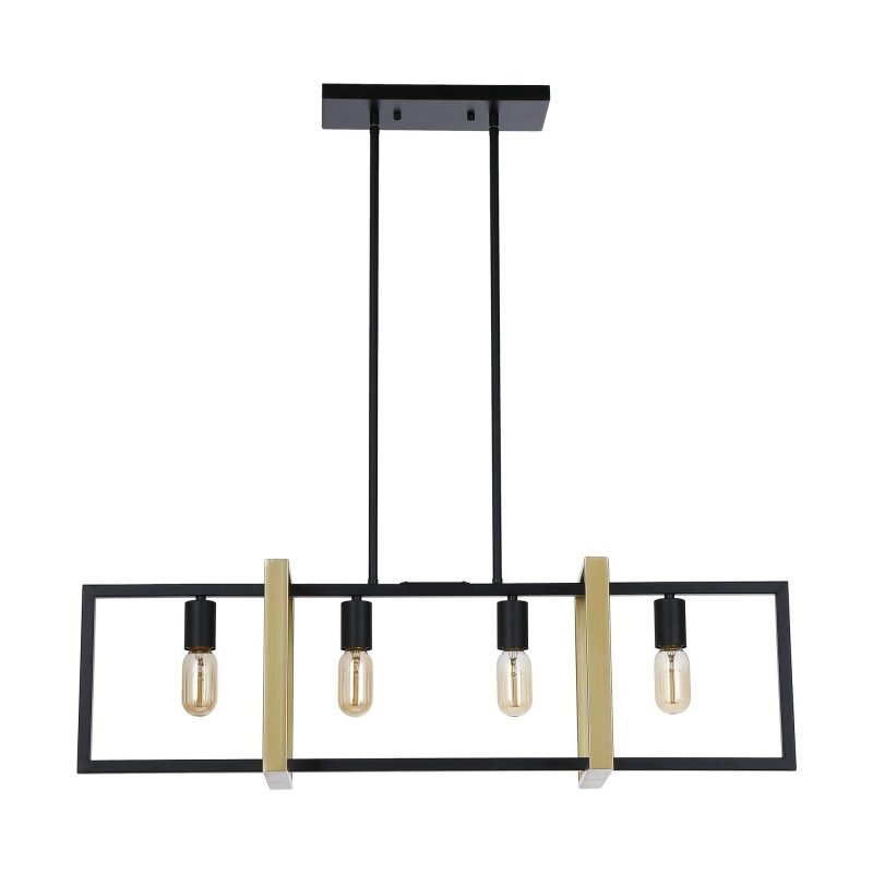 Seppo 4 - Light Matt Black and Golden Kitchen Island Pendant - FCHF CITY