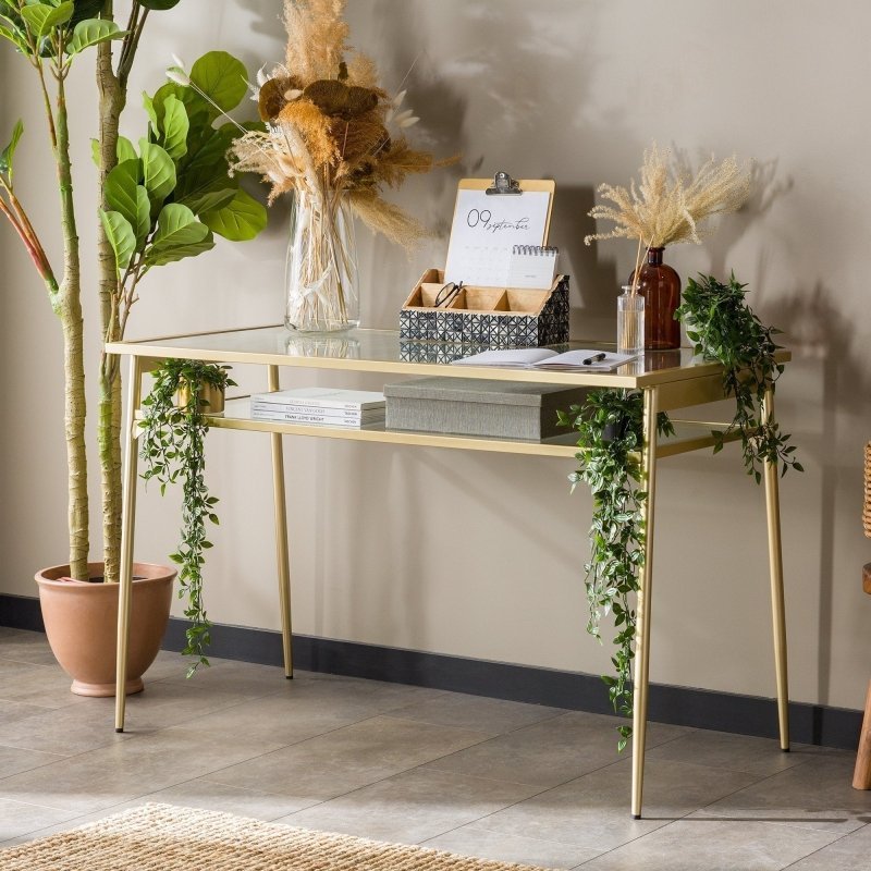 Seraphina Two - Tier Glass Desk - FCHF CITY