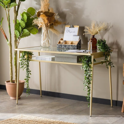 Seraphina Two - Tier Glass Desk - FCHF CITY