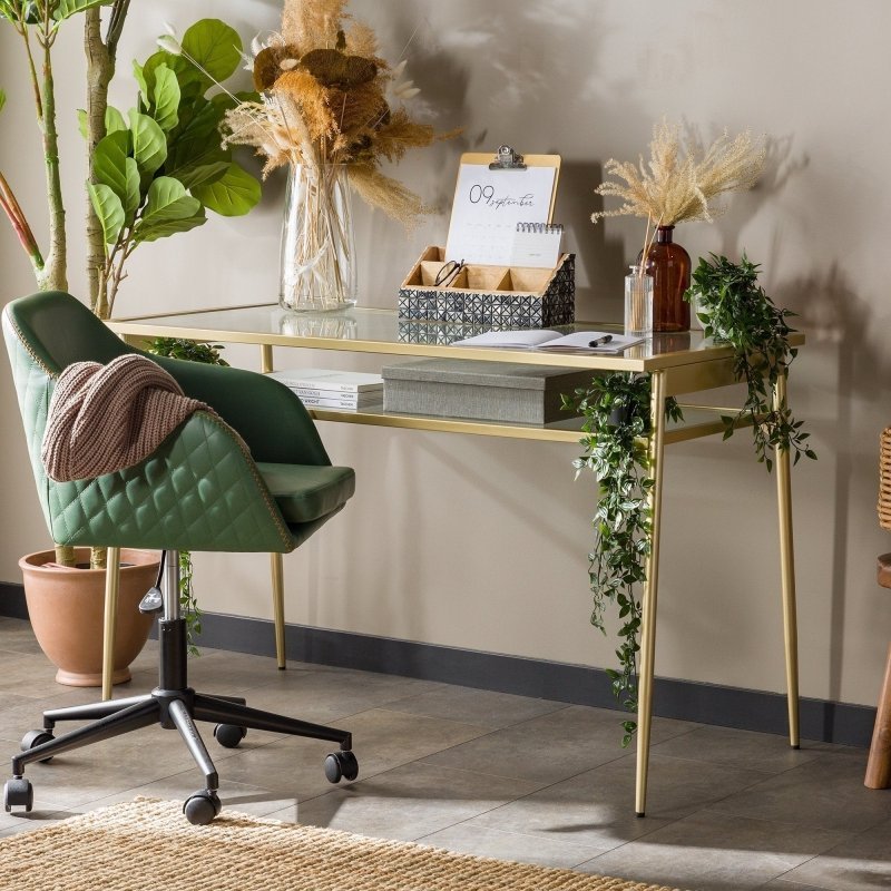 Seraphina Two - Tier Glass Desk - FCHF CITY