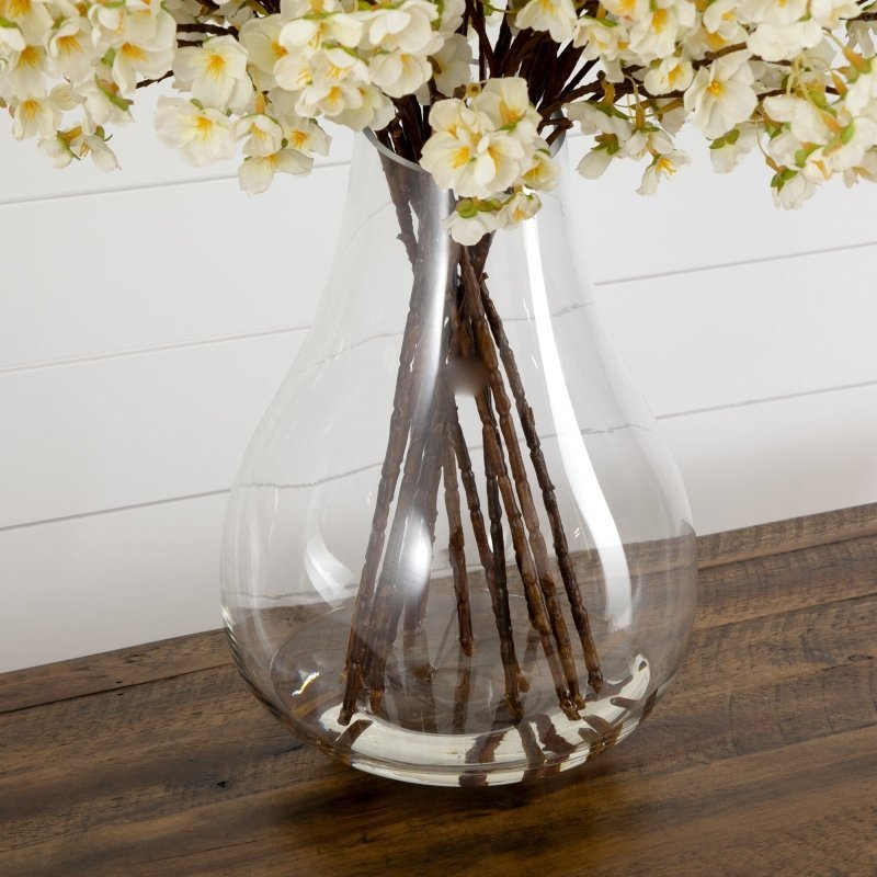 Signature Collection 27” Giant Cherry Blossom Artificial Arrangement in Glass Vase - FCHF CITY