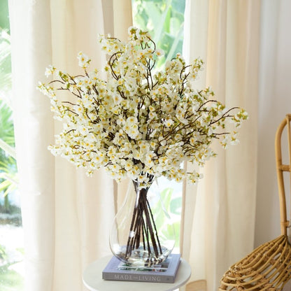 Signature Collection 27” Giant Cherry Blossom Artificial Arrangement in Glass Vase - FCHF CITY