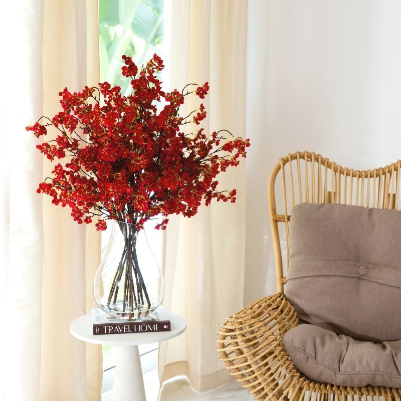 Signature Collection 27” Giant Cherry Blossom Artificial Arrangement in Glass Vase - FCHF CITY