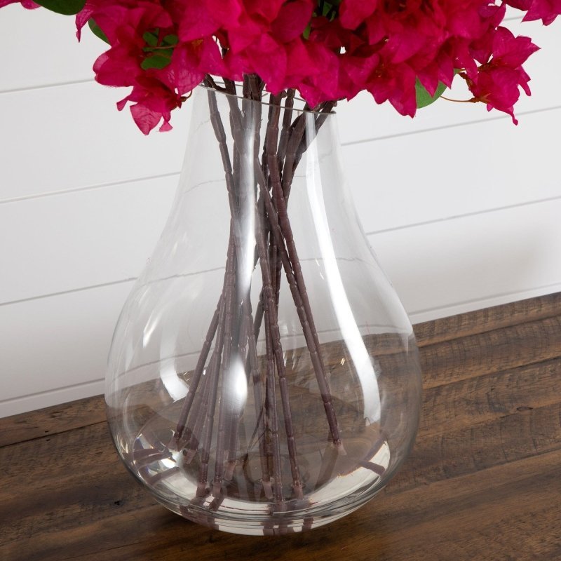 Signature Collection 41” Giant Bougainvillea Artificial Arrangement in Glass Vase - FCHF CITY