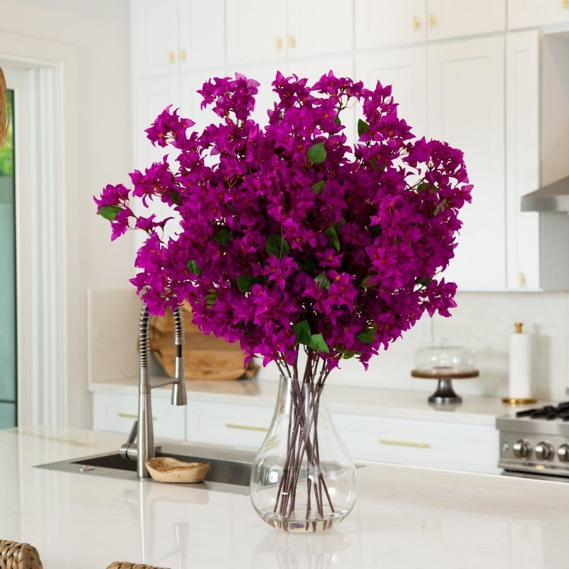 Signature Collection 41” Giant Bougainvillea Artificial Arrangement in Glass Vase - FCHF CITY