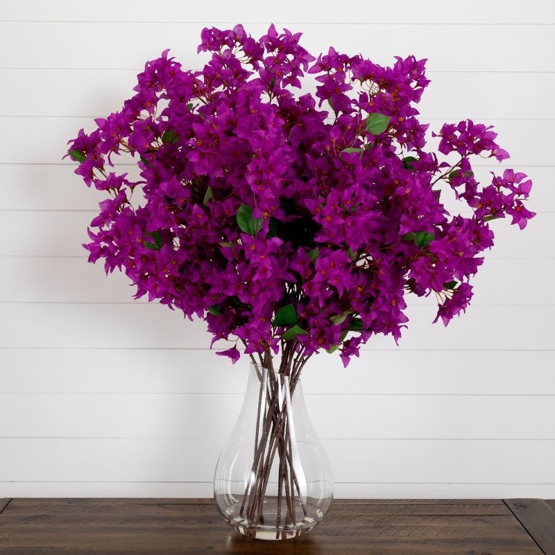Signature Collection 41” Giant Bougainvillea Artificial Arrangement in Glass Vase - FCHF CITY