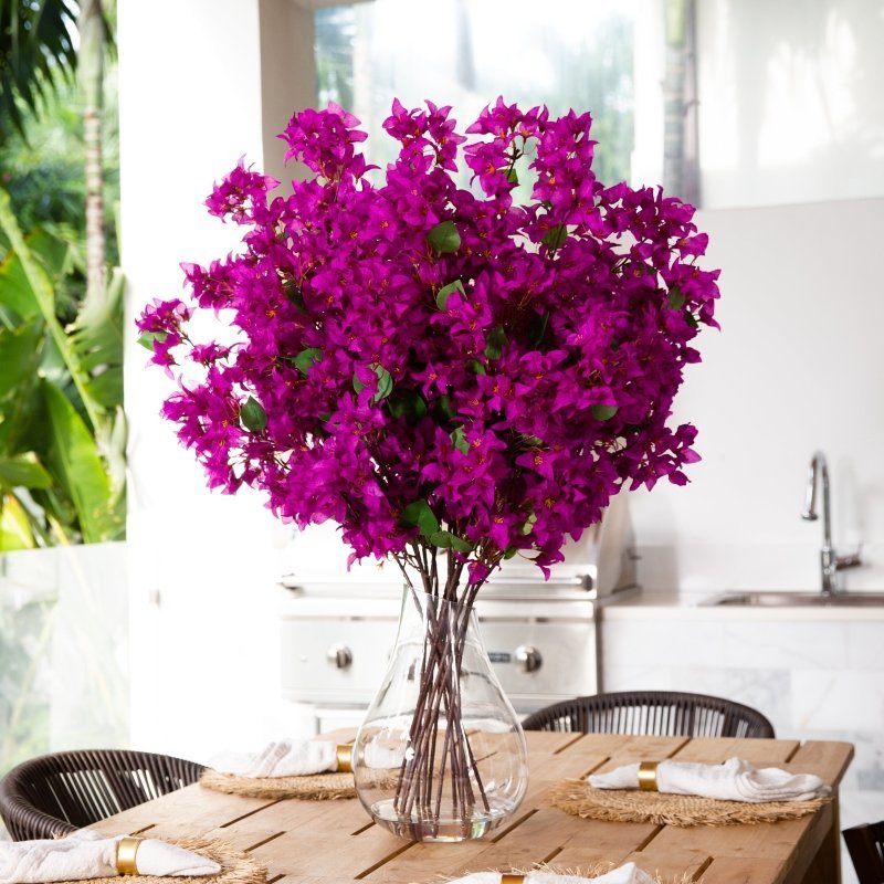 Signature Collection 41” Giant Bougainvillea Artificial Arrangement in Glass Vase - FCHF CITY