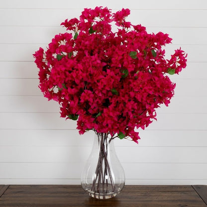 Signature Collection 41” Giant Bougainvillea Artificial Arrangement in Glass Vase - FCHF CITY