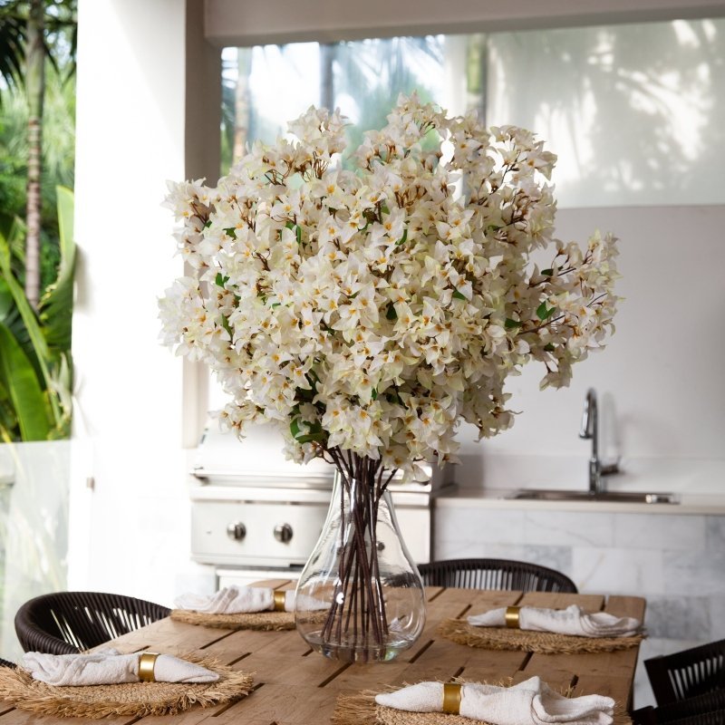 Signature Collection 41” Giant Bougainvillea Artificial Arrangement in Glass Vase - FCHF CITY