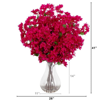 Signature Collection 41” Giant Bougainvillea Artificial Arrangement in Glass Vase - FCHF CITY