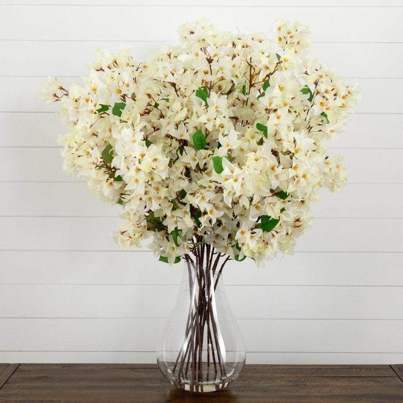 Signature Collection 41” Giant Bougainvillea Artificial Arrangement in Glass Vase - FCHF CITY