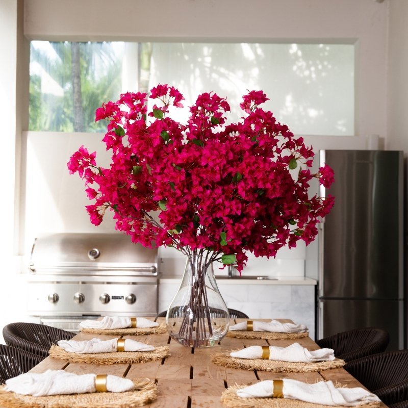 Signature Collection 41” Giant Bougainvillea Artificial Arrangement in Glass Vase - FCHF CITY