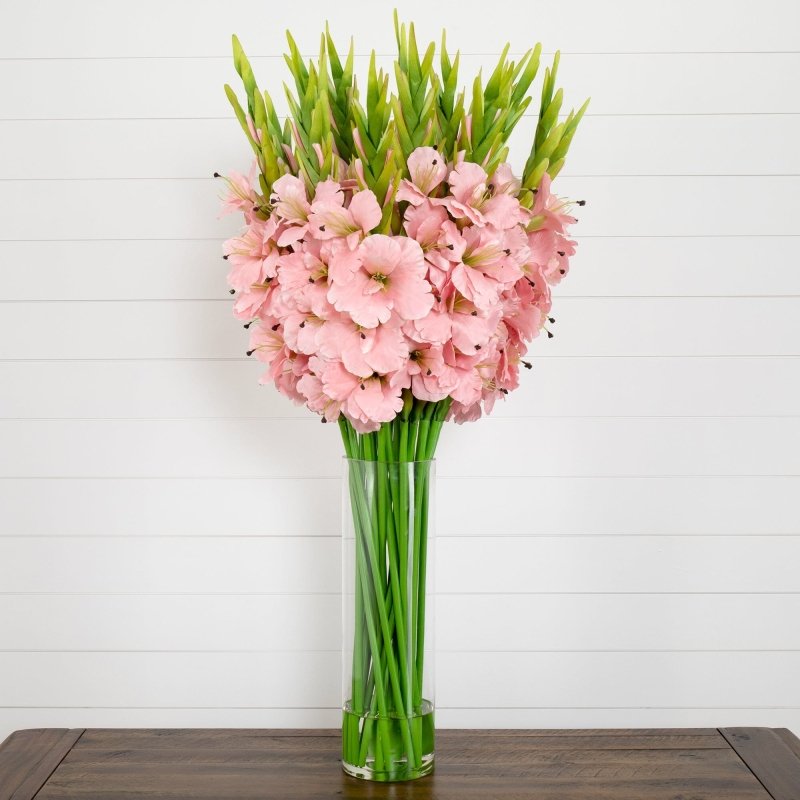 Signature Collection 44” Gladiola Artificial Arrangement in Glass Vase - FCHF CITY