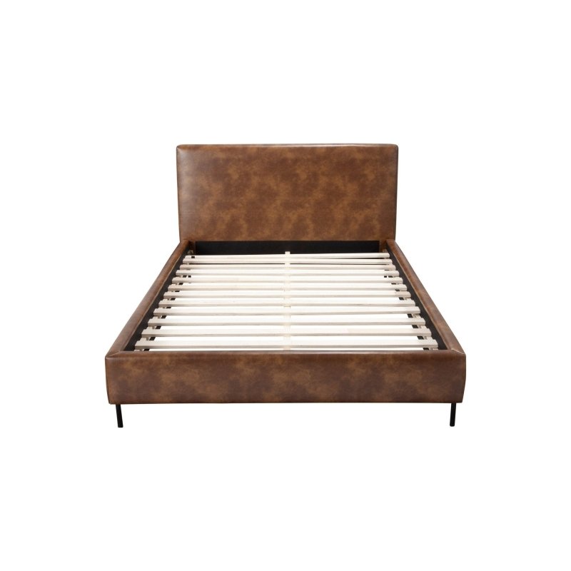 Sophia Faux Leather Platform Bed, Brown - FCHF CITY