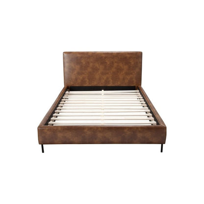 Sophia Faux Leather Platform Bed, Brown - FCHF CITY
