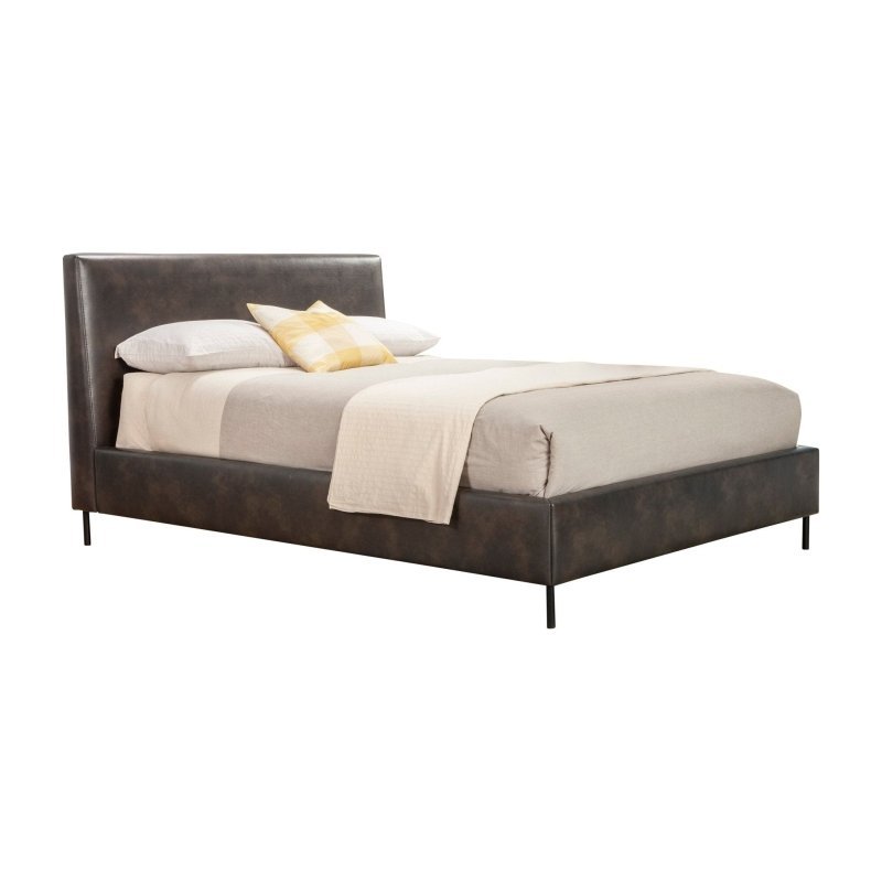 Sophia Faux Leather Platform Bed, Gray - FCHF CITY