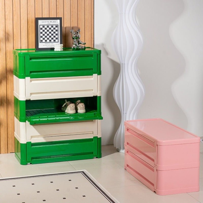 Stackable ABS Shoe Cabinet with Magnetic Door, Multi-Tier Shoe Organizer - FCHF CITY
