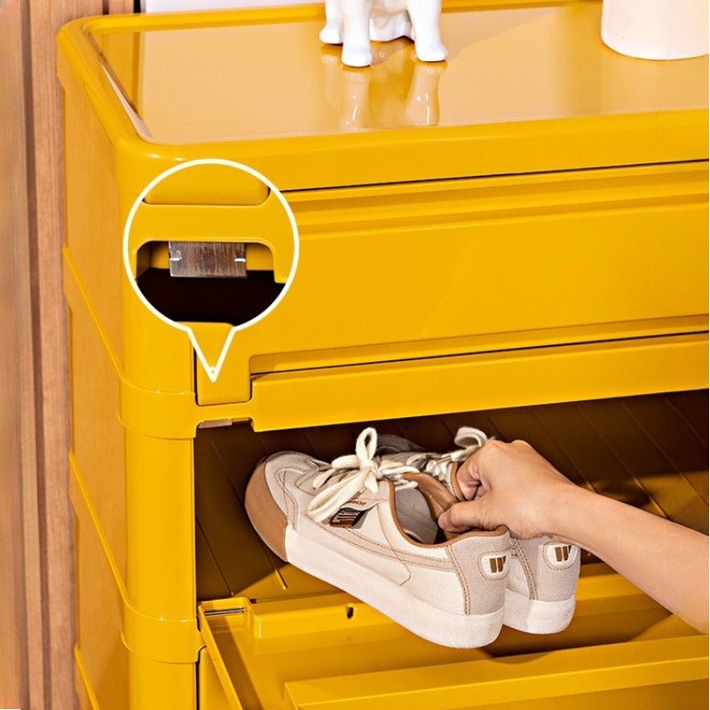 Stackable ABS Shoe Cabinet with Magnetic Door, Multi-Tier Shoe Organizer - FCHF CITY