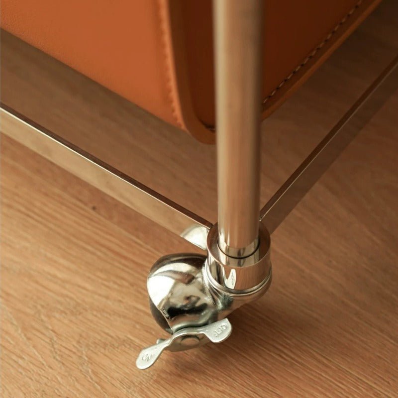 Stainless Steel PU Leather Drawer Storage Rack with Glass Top - FCHF CITY