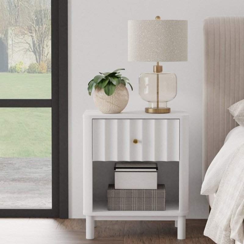 Stapleton One Drawer Nightstand, White - FCHF CITY