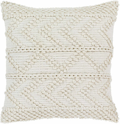 Sumiton White Textured Crochet Cotton Throw Pillow - FCHF CITY