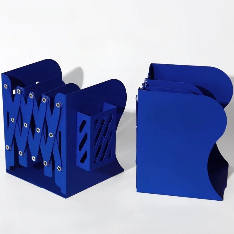 Telescopic Expandable Metal Bookends - Crystal Blue - FCHF CITY