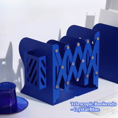 Telescopic Expandable Metal Bookends - Crystal Blue - FCHF CITY