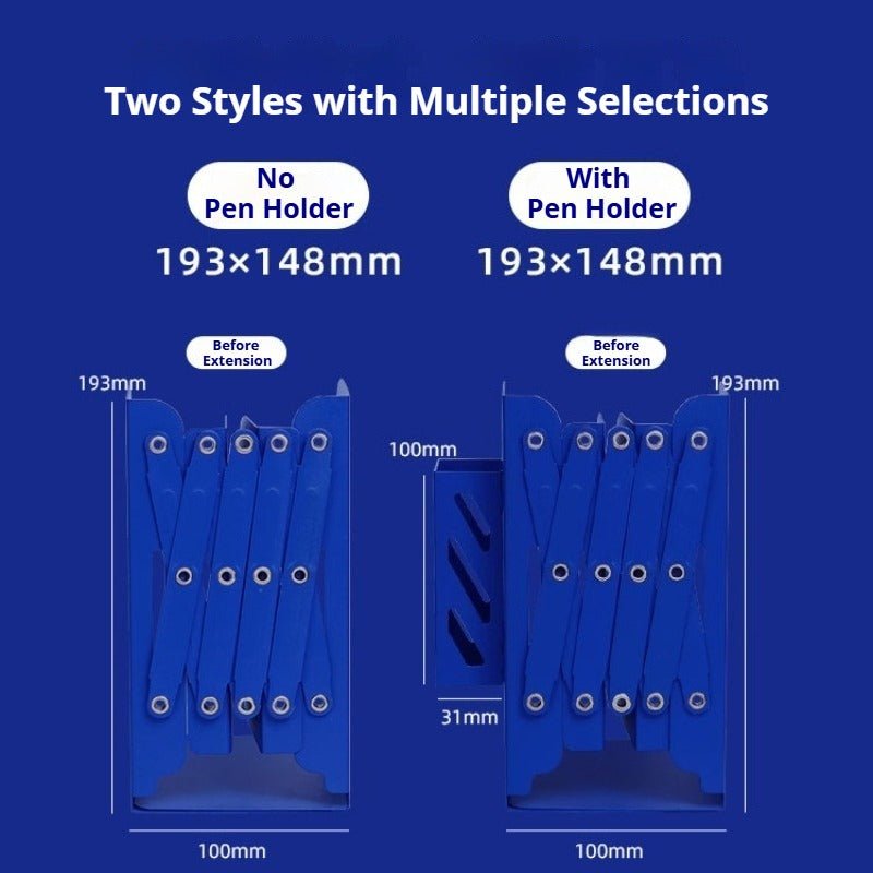 Telescopic Expandable Metal Bookends - Crystal Blue - FCHF CITY