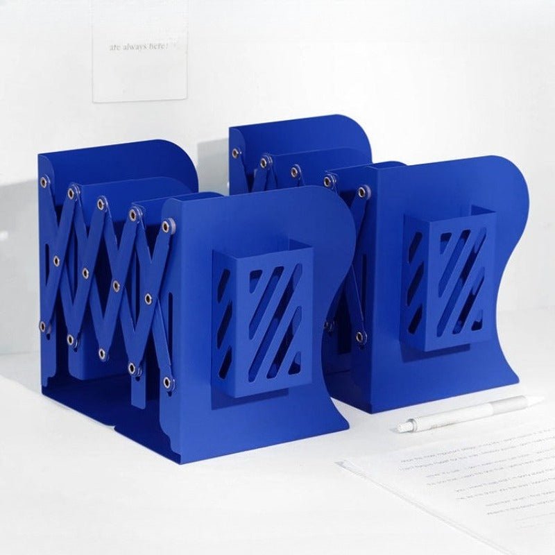 Telescopic Expandable Metal Bookends - Crystal Blue - FCHF CITY