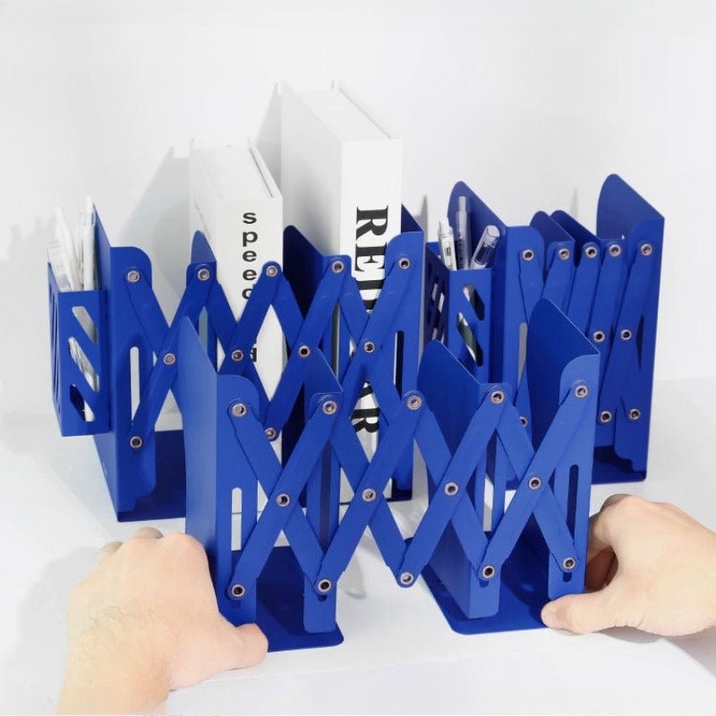 Telescopic Expandable Metal Bookends - Crystal Blue - FCHF CITY