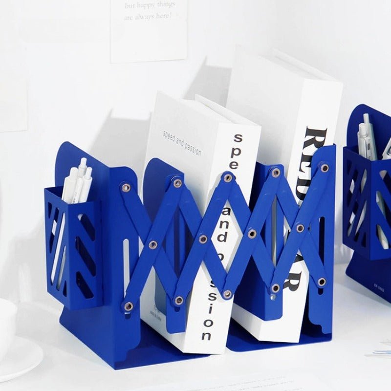 Telescopic Expandable Metal Bookends - Crystal Blue - FCHF CITY
