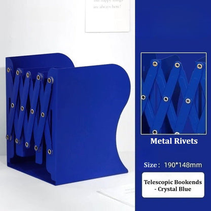 Telescopic Expandable Metal Bookends - Crystal Blue - FCHF CITY