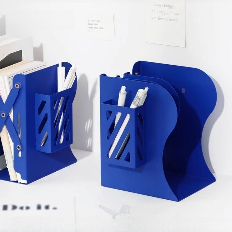 Telescopic Expandable Metal Bookends - Crystal Blue - FCHF CITY