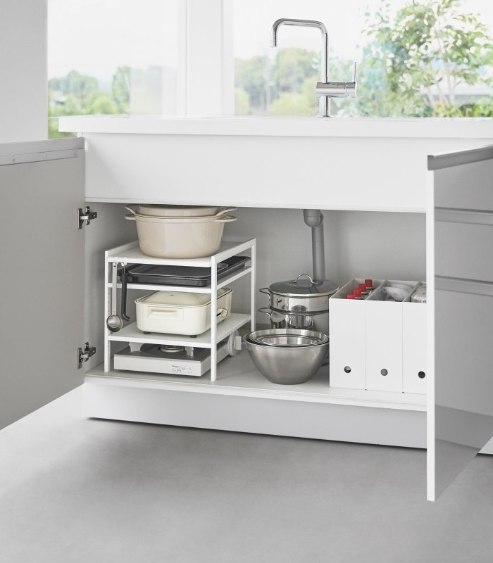 Three - Tier Cabinet Storage Rack (14&quot; H) - Steel - FCHF CITY