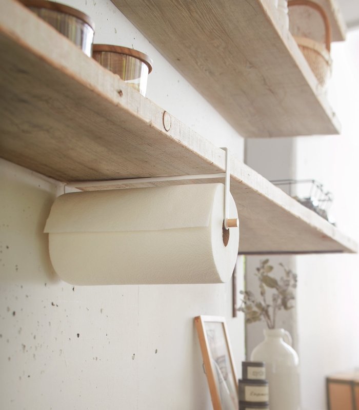 Undershelf Paper Towel Holder - Steel + Wood - FCHF CITY
