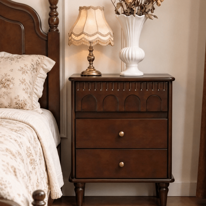 Vintage French Style Nightstand, Walnut - FCHF CITY