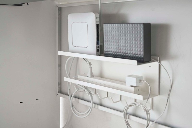 Wall - Mount Cable &amp; Router Storage Rack - Steel - FCHF CITY