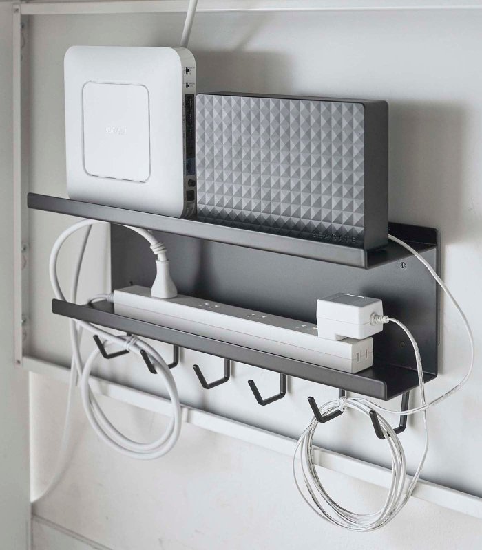 Wall - Mount Cable &amp; Router Storage Rack - Steel - FCHF CITY