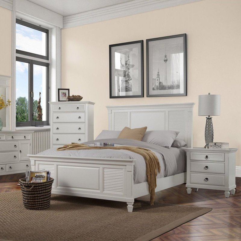 Winchester Shutter Panel Bed, White - FCHF CITY